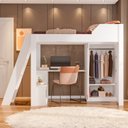 Ver imagem 5 de Cama Alta Beliche Office Adulto com Escrivaninha e Roupeiro Vivace Branco