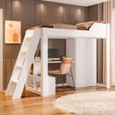 Ver imagem 1 de Cama Alta Beliche Office Adulto com Escrivaninha e Roupeiro Vivace Branco