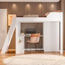 Ver imagem 4 de Cama Alta Beliche Office Adulto com Escrivaninha e Roupeiro Vivace