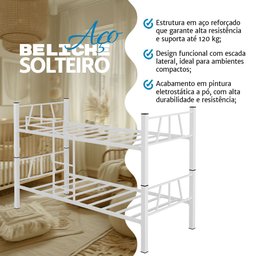Beliche de Ferro Reforçada Metálica Dupla Design Moderno Proteção Lateral e Escada - 3