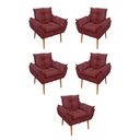 Ver imagem 1 de Kit 05 Poltrona Opala Sofá Sala, Quarto, Escritório Suede Cor:marsala
