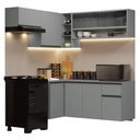 Ver imagem 3 de Armário de Cozinha Completa de Canto Suspenso 325cm Cinza Nice Madesa 02