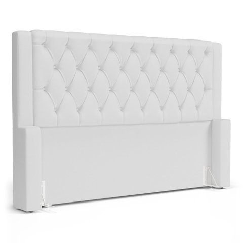 Cabeceira Atena para Cama Box King Size 195cm Capitonê com Frame Corino Branco - Desk Design