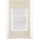 Ver imagem 1 de Cj Placa Dois Interruptor Duplo Giz Pérola Tramontina Completo Pronto Tramontina