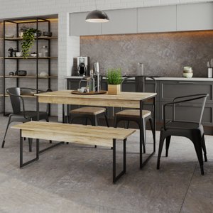 Mesa De Jantar Com 1 Banco Estilo Industrial