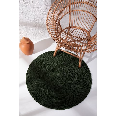 Tapete Redondo Minimalista 1m X 1m Cor Verde Musgo