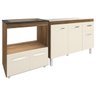Cozinha Armário Balcão Gabinete de Pia Aline 120 Cm e Balcão Evelyn para Fogão Cooktop 5 Bocas e For - 1