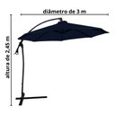 Ver imagem 3 de Ombrelone Lateral 3mt Importway Estilo Dubai / Buzios + Base:azul