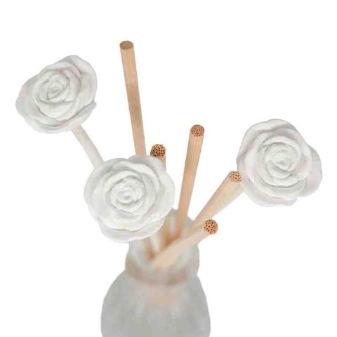 Varetas de Rattan 25 Cm Flor Cerâmica Natural Acqua Aroma