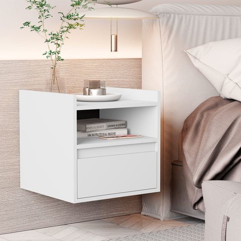 Mesa Cabeceira Suspensa Quarto Minerva Branco