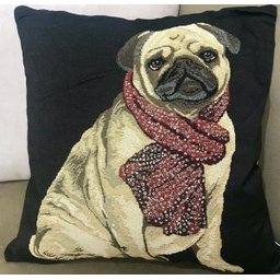 Kit: 4 Capas de Almofada Decorativas Cachorro Pug – 43×43 - 1