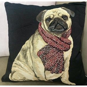 Kit: 4 Capas de Almofada Decorativas Cachorro Pug – 43×43