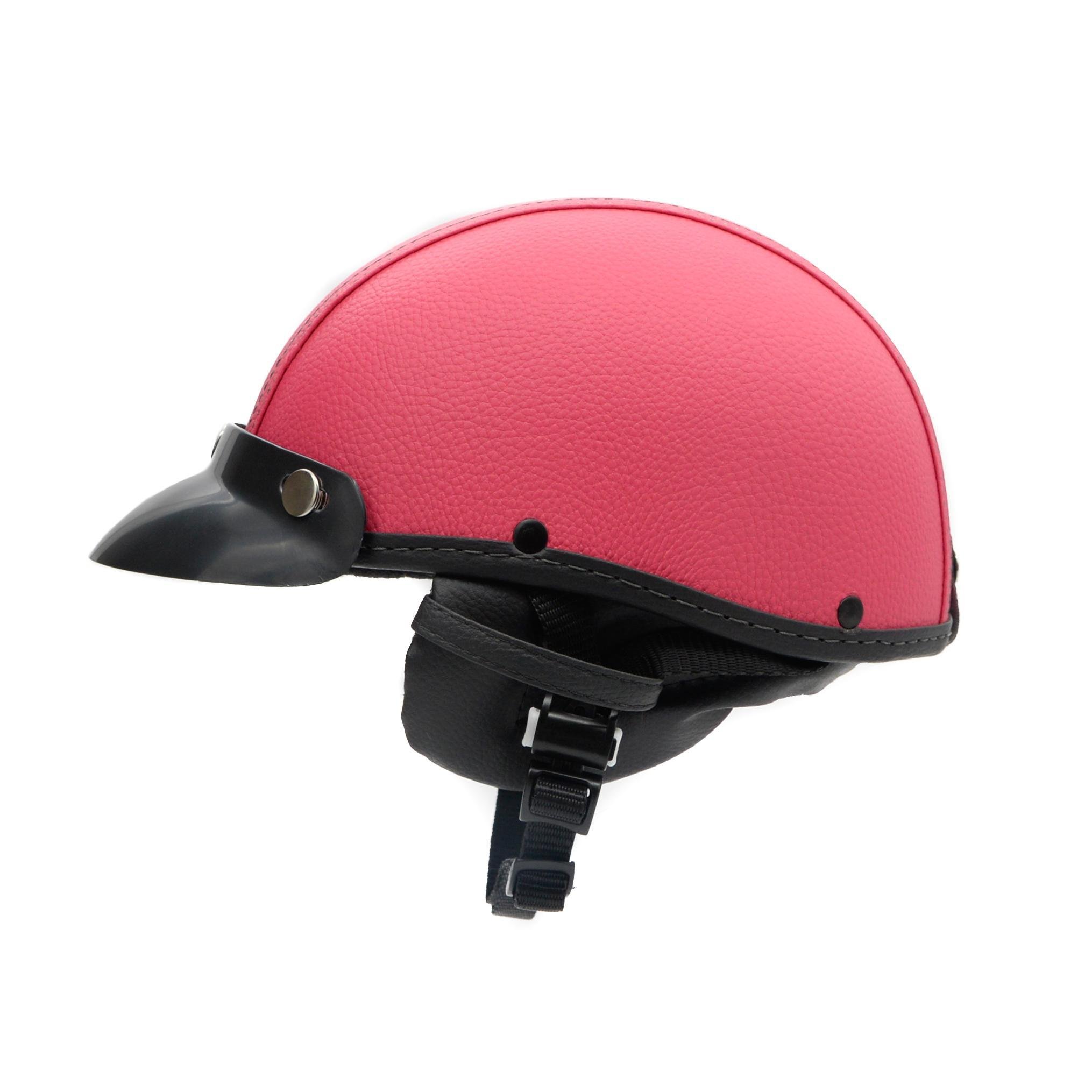 Capacete Coquinho Scooter Moto Elétrica Bike Couro Rosa - 2