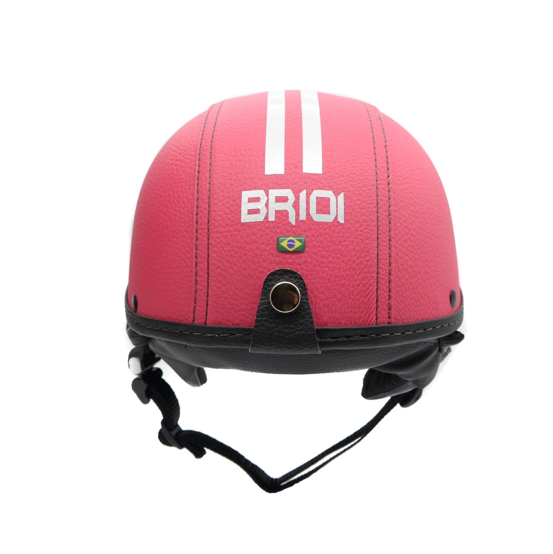 Capacete Coquinho Scooter Moto Elétrica Bike Couro Rosa - 4