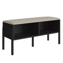 Ver imagem 2 de Banco Sapateira Estofada para Quarto Pés Madeira Arlo A10 Nero/preto - Mpozenato