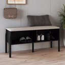 Ver imagem 1 de Banco Sapateira Estofada para Quarto Pés Madeira Arlo A10 Nero/preto - Mpozenato