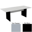 Ver imagem 1 de Mesa de Reunião Retangular 200x90cm Pé Painel Pe25 em MDP Cinza com Base Preta