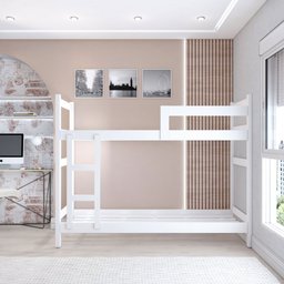 Beliche Aconchego 100% Mdf com Escada e Grade de Proteção Branco - Panorama Móveis - 6