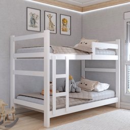 Beliche Aconchego 100% Mdf com Escada e Grade de Proteção Branco - Panorama Móveis - 1