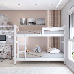 Beliche Aconchego 100% Mdf com Escada e Grade de Proteção Branco - Panorama Móveis - 2
