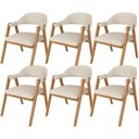 Ver imagem 1 de Kit 6 Cadeiras de Jantar e Estar Living Estofada Nadja L02 Linho Palha - Lyam Decor