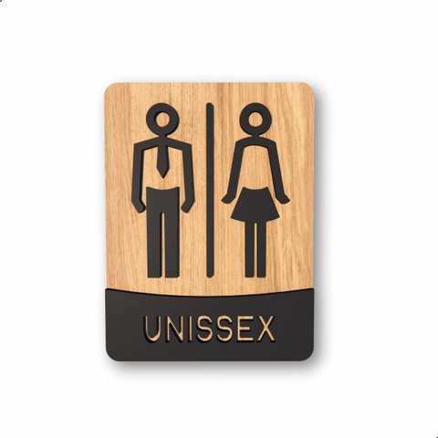 Placa para Banheiro Plaquinha Unissex Cor Preto