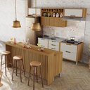Ver imagem 1 de Cozinha 8 Peças Imperatriz Gourmet Ripado 100% MDF Marrom/Freijó/Off-White