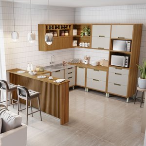 Cozinha 9 Peças Imperatriz Gourmet Ripado Canto 100% Mdf