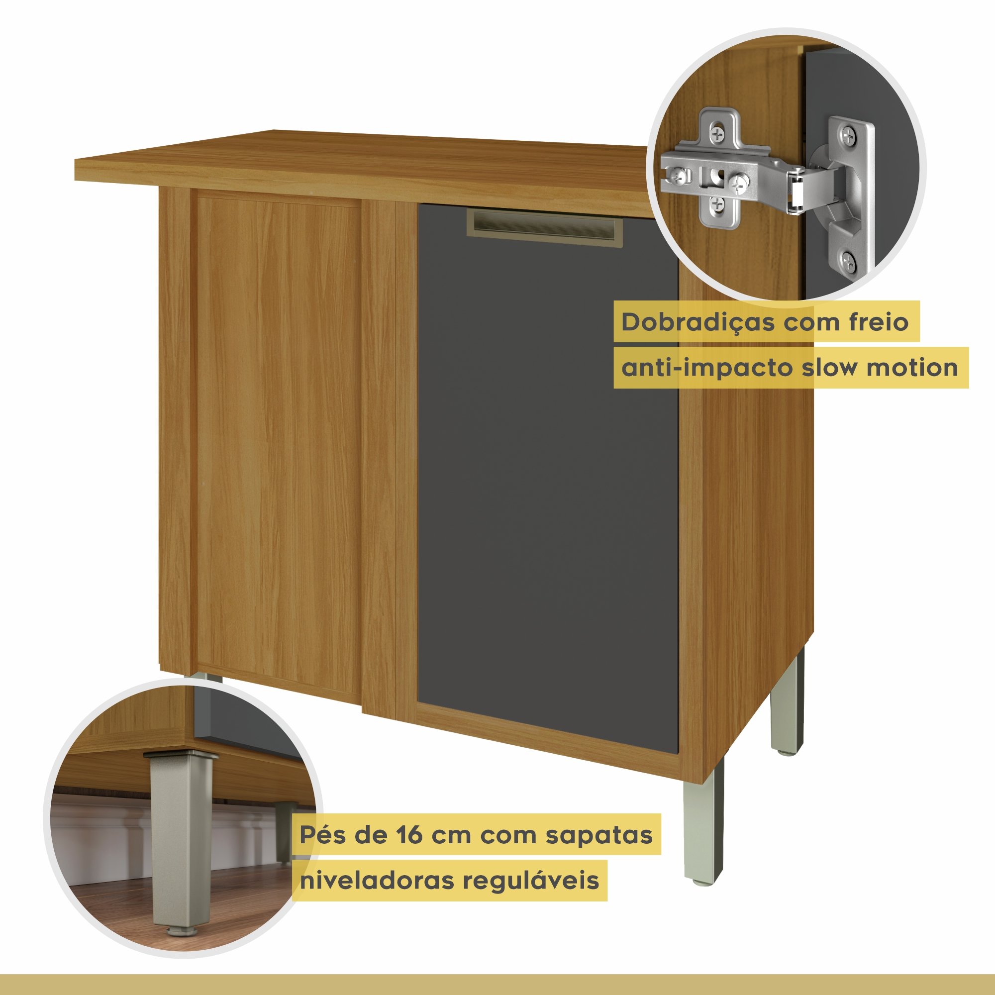 Cozinha 9 Peças Imperatriz Gourmet Ripado Canto  100% Mdf - 14