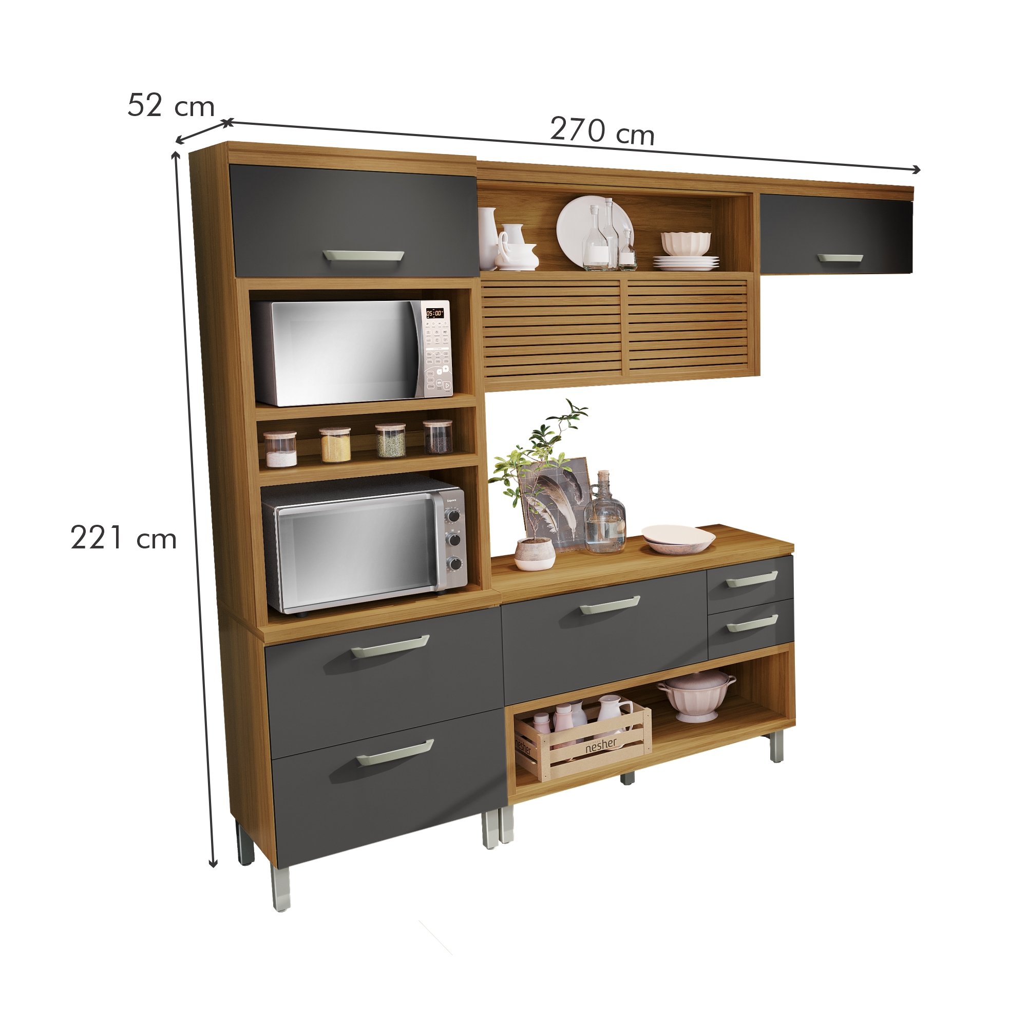 Cozinha 6 Peças Princesa Gourmet Ripado  100% Mdf - 16