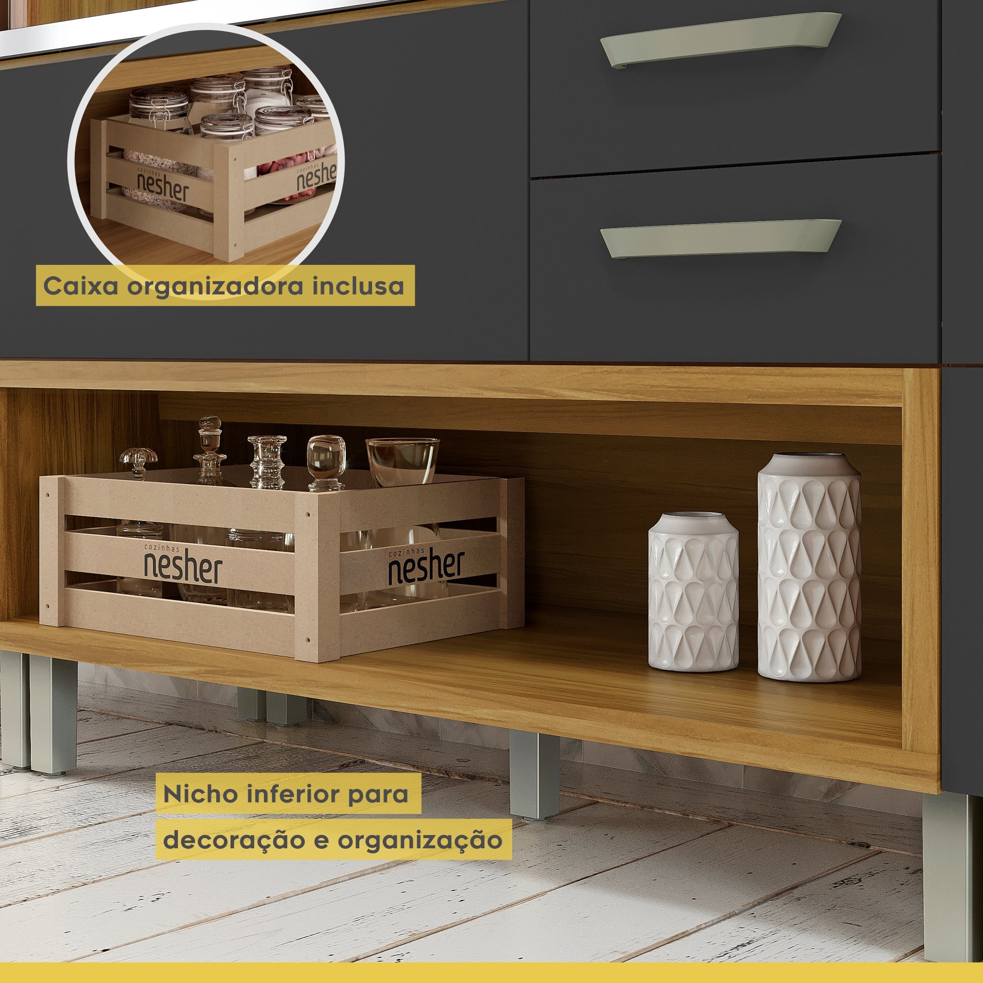 Cozinha 6 Peças Princesa Gourmet Ripado  100% Mdf - 6
