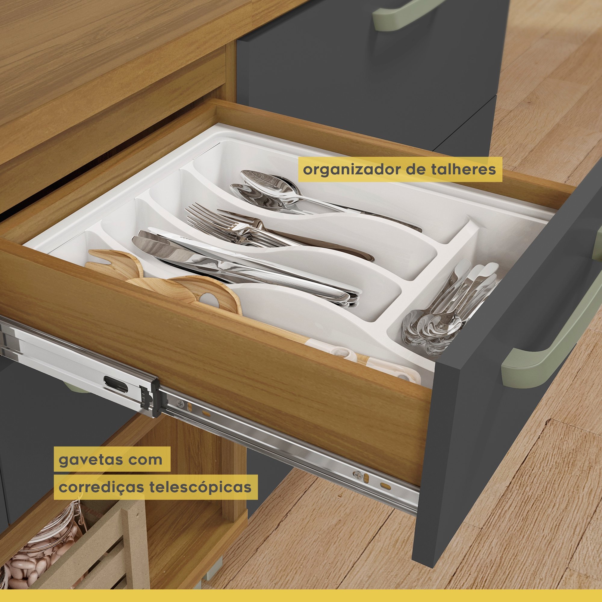 Cozinha 6 Peças Princesa Gourmet Ripado  100% Mdf - 7