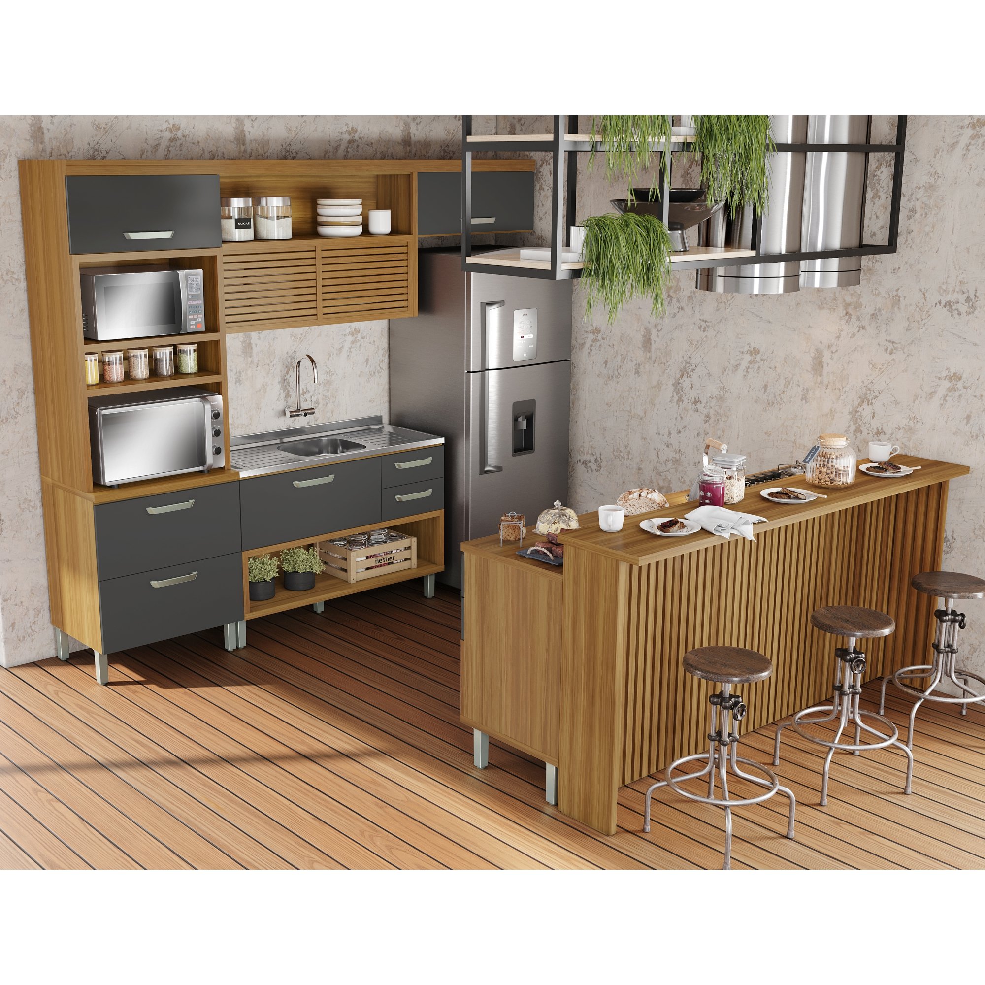 Cozinha 6 Peças Princesa Gourmet Ripado  100% Mdf - 1
