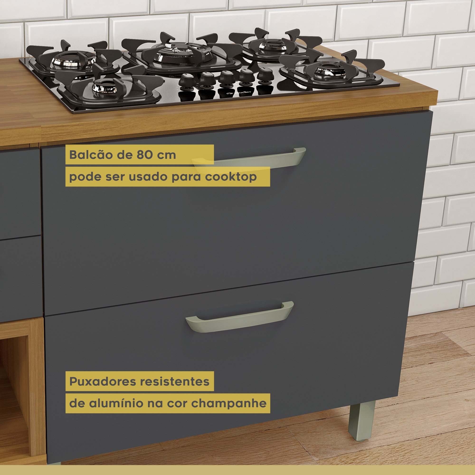 Cozinha 6 Peças Princesa Gourmet Ripado  100% Mdf - 14