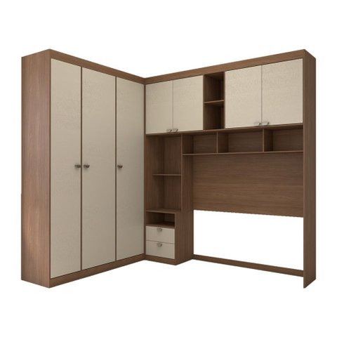 Guarda-roupa Casal Modulado Fortaleza 7 Portas 4 Gavetas Jatoba/areia - Panorama Móveis