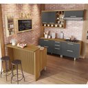 Ver imagem 1 de Cozinha 6 Peças Burguesa Gourmet 100% MDF Marrom/Freijó/Grafite