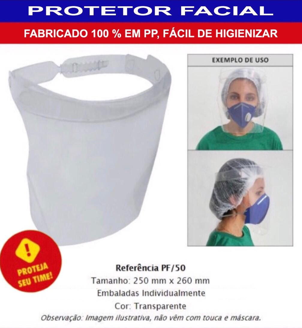 CONJ 4 Máscara Proteção Facial Anti Respingos Transparente MASK MASK PP - 1