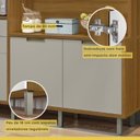 Ver imagem 4 de Cozinha 3 Peças Loft Gourmet Ripado Imperatriz 100% MDF Marrom/Freijó/Offwhite