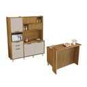 Ver imagem 2 de Cozinha 3 Peças Loft Gourmet Ripado Imperatriz 100% MDF Marrom/Freijó/Offwhite