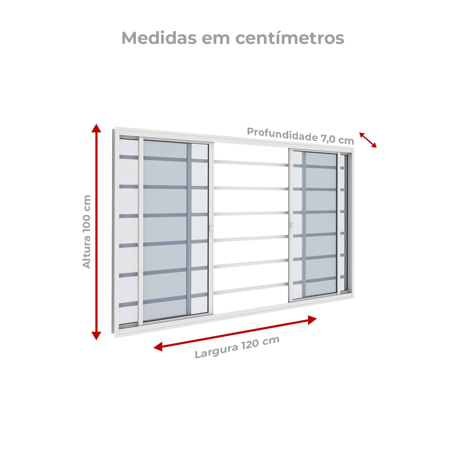 Janela Vitrô 4 Folhas 1,20m X 1m com Grade Horizontal em Alumínio Branco com Vidro – Vitrolar - 2