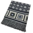 Ver imagem 1 de Xale Manta Sofá Protetora Decorativa Luxo Dupla Face Jacquard 1,40x1,70m Cairo Azul Marinho