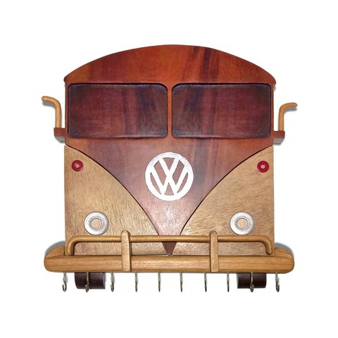 Quadro Porta-chave Kombi Vintage em Madeira Nobre Artesanal
