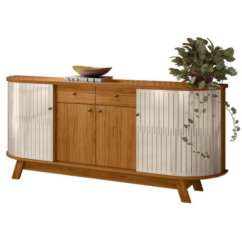 Balcão Buffet para Sala de Jantar 183cm Mônica M01 Naturale/Off White - Mpozenato