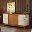Ver imagem 2 de Balcão Buffet para Sala de Jantar 183cm Mônica M01 Naturale/Off White - Mpozenato