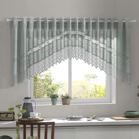 Cortina Renda Cozinha Cascata 3,00 M X 1,00 Alt Rose: Pistache
