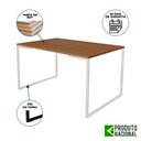 Ver imagem 5 de Mesa Industrial Base Ferro Branco Tampo 137X90 4 Cadeiras Ferro Branco Assento Vermelho Marrom