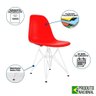 Mesa Industrial Base Ferro Branco Tampo 137X90 4 Cadeiras Ferro Branco Assento Vermelho Marrom - 4