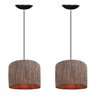 Kit 2 Luminária Teto Pendente Sisal Decoração Lustre Copa Sala Cozinha Cor Chocolate Fio Preto - 4