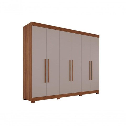 Guarda-roupa Casal 6 Portas 6 Gavetas Órion Premium Salleto Cinamomo/off White
