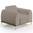 Ver imagem 3 de Kit 2 Poltronas Decorativas Base De Madeira Pés D'Ouro Molino D02 Linho Bege C-107 - Lyam Decor